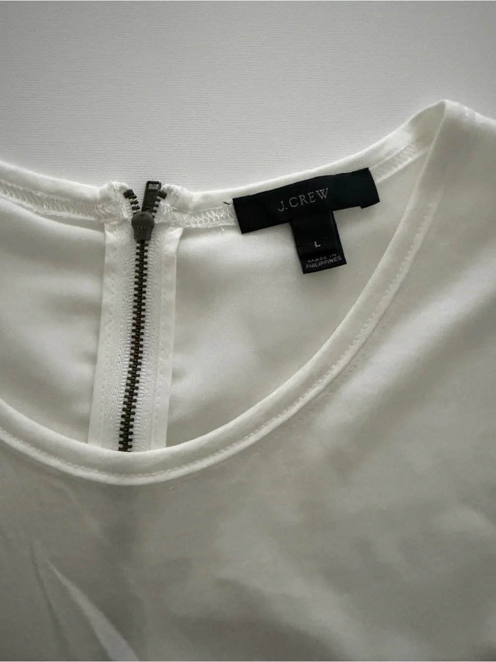 J. Crew White Sleeveless Ruffle-Hem Tank